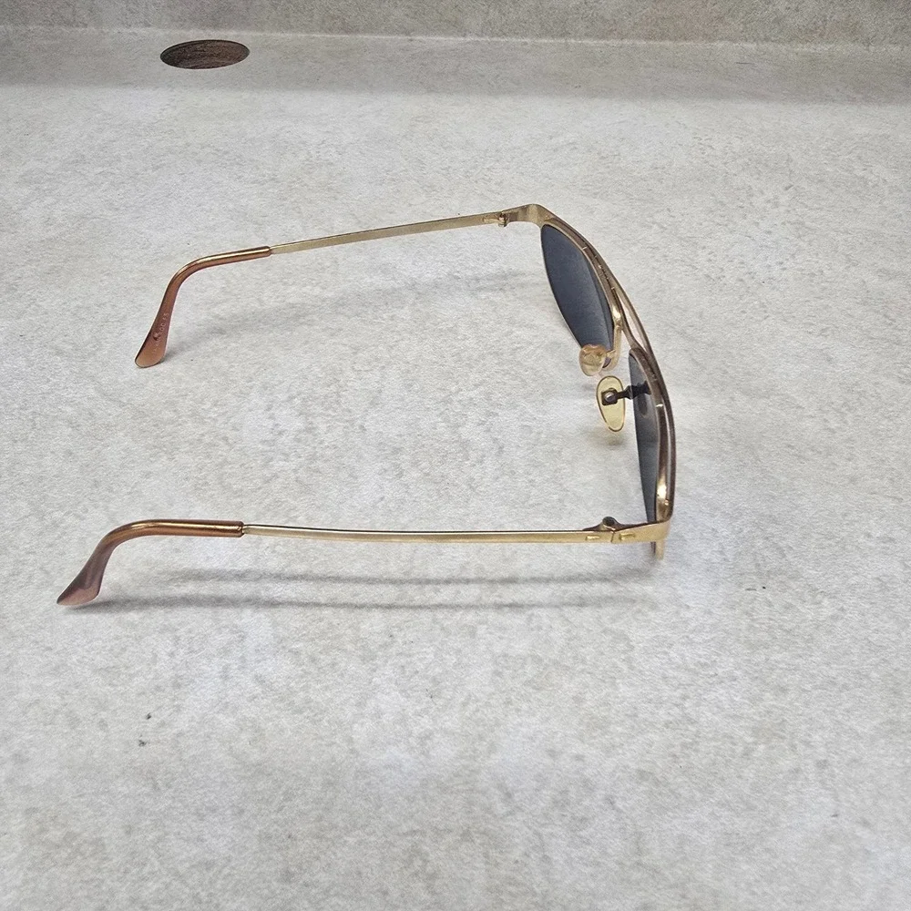 Vintage Gold Aviator Sunglasses Double Bridge Dark‎ Lens Taiwan ROC FS Retro